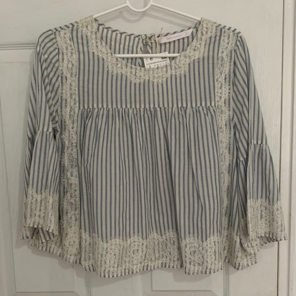 Zara Women's Stripe and Lace Shirt